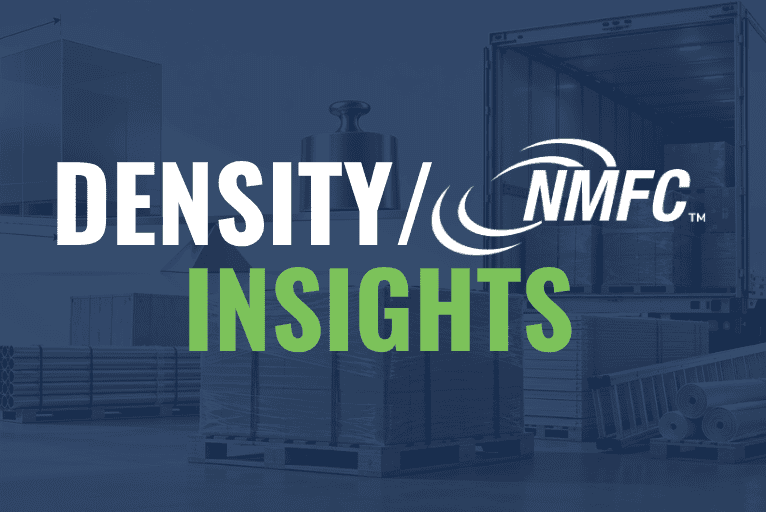 NMFTA Density/NMFC Insights graphic featuring freight pallets, a semi-trailer, and the NMFC logo, highlighting freight density classification updates in the 2026-2 Disposition Bulletin.