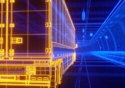 Electric,Semi-trailer,Truck,Driving,Through,A,Tunnel,-,Technological,Blue-yellow